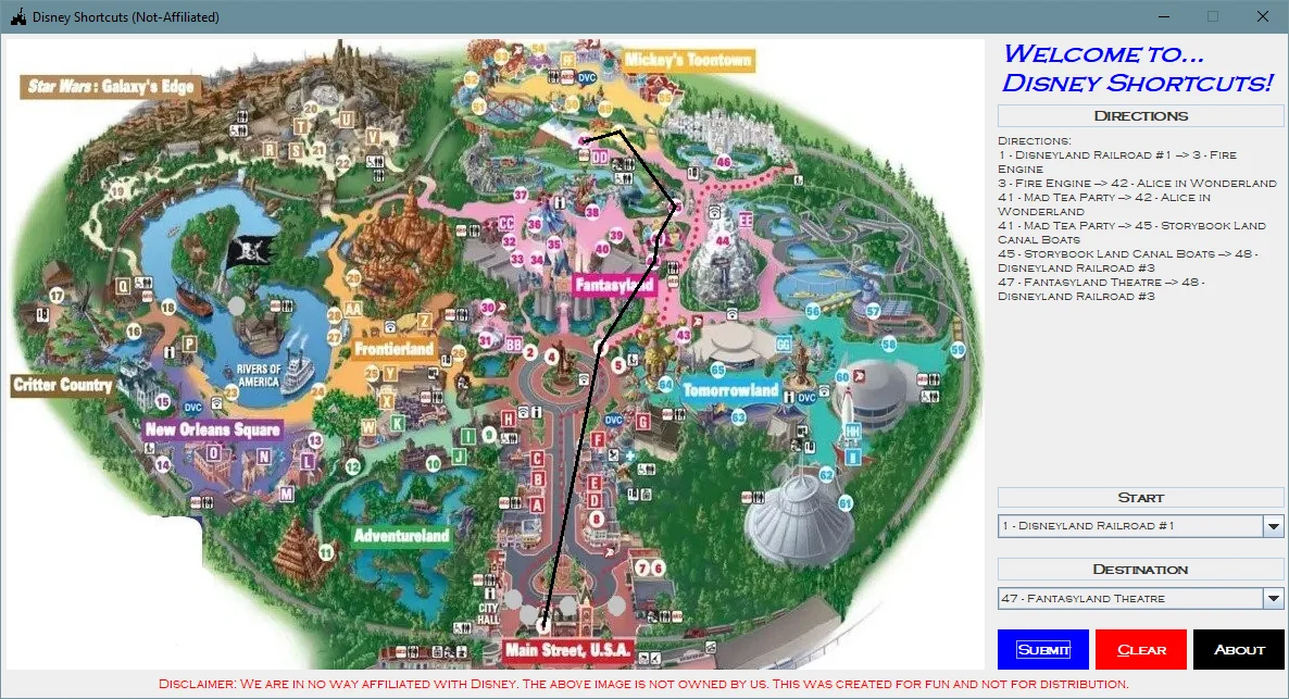 Disney Shortcuts Path Drawn